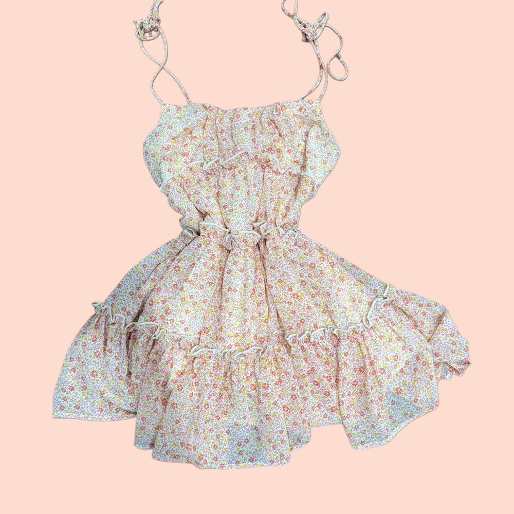 Pink & white floral babydoll dress